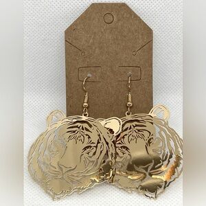 Gold Tiger Dangle Earrings
